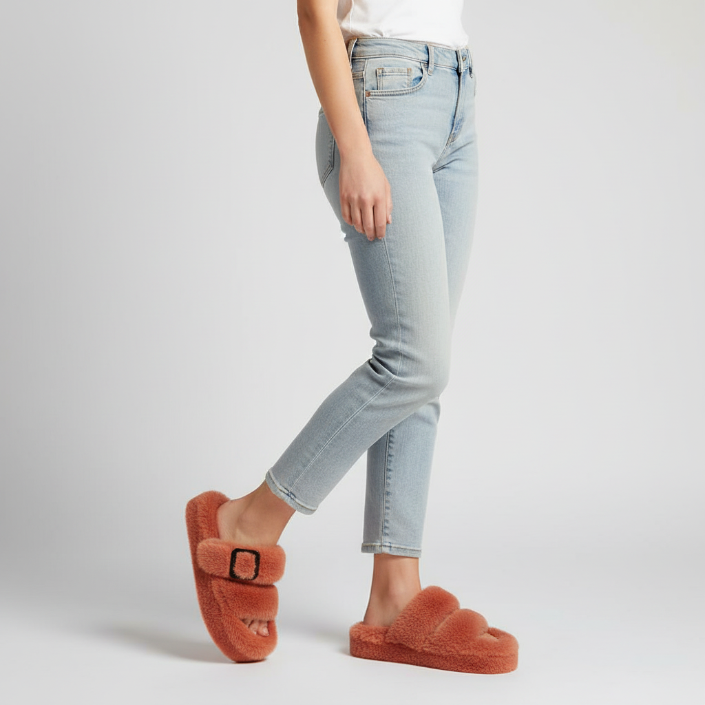 Comfortable women's fleece-lined slippers, designed for warmth and indoor wear