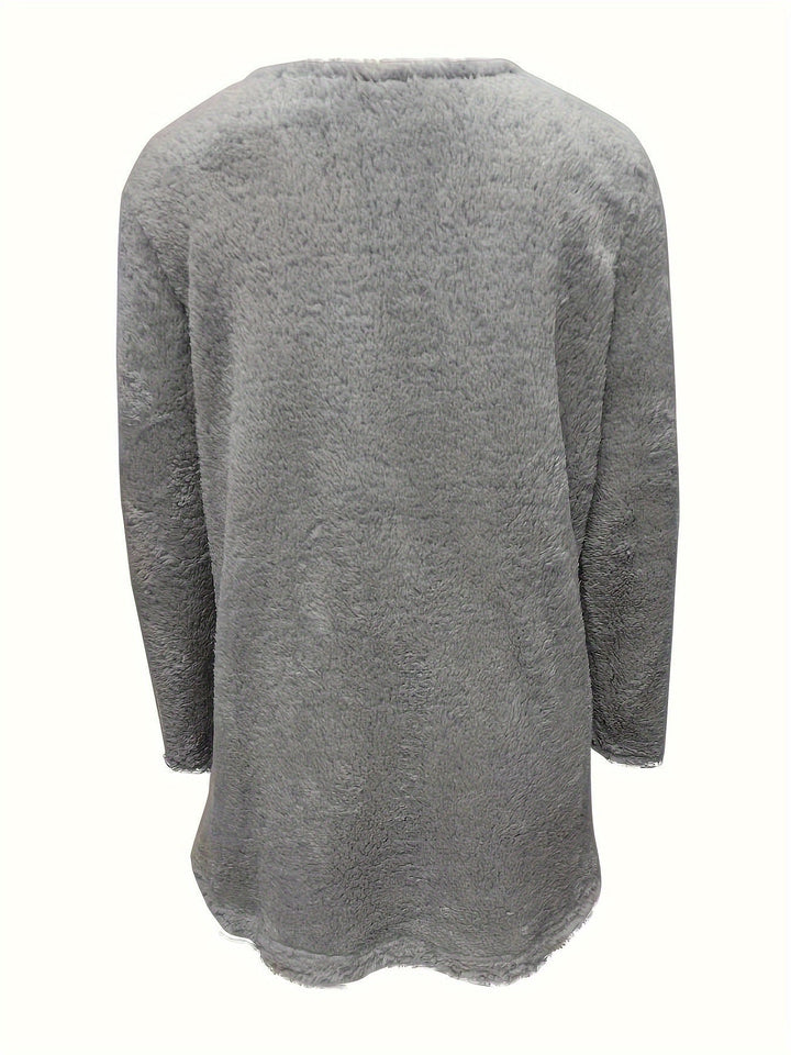 Luna print women's cozy sweatshirt, a comfortable fleece graphic top; ideal for casual wear & winter fashion.