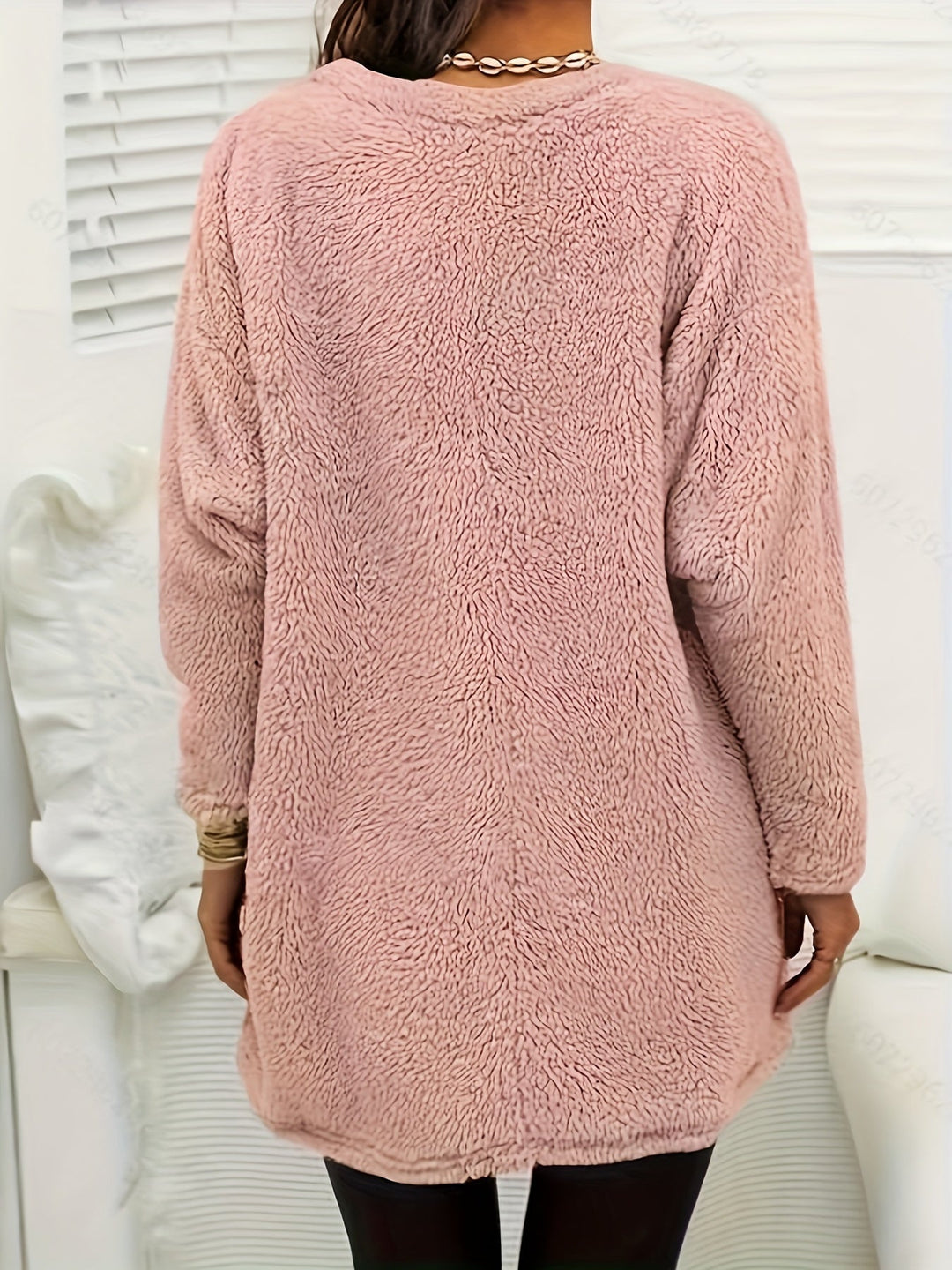 Playful women's casual sweatshirt with a unique print; warm fleece crew neck top, excellent for everyday layering.