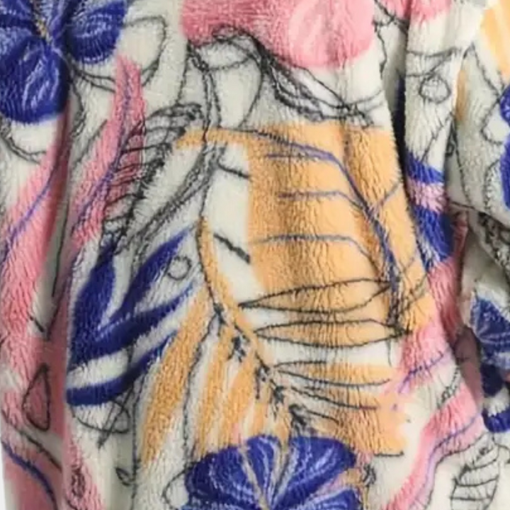 Elira women's pink floral print hooded coat. A warm, stylish winter jacket, ideal for outdoor fashion.