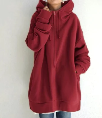 Women's cozy zip-up hoodie. Relaxed fit for superior comfort, ideal for casual layering in fall/winter.