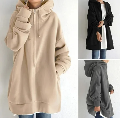 Casual women's zip hoodie. Relaxed fit offers warmth & everyday comfort. Great for lounge wear.