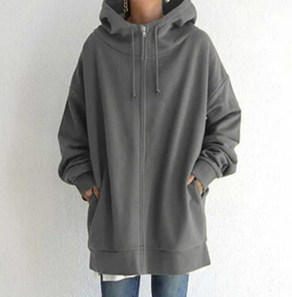Versatile women's zip-up hoodie, relaxed fit for easy layering. A comfortable fall/winter essential.