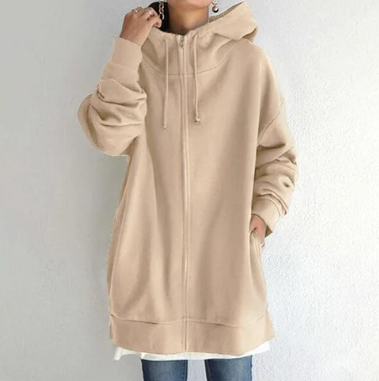 Fall fashion women's cozy full zip hoodie. Relaxed fit for maximum comfort and everyday style.