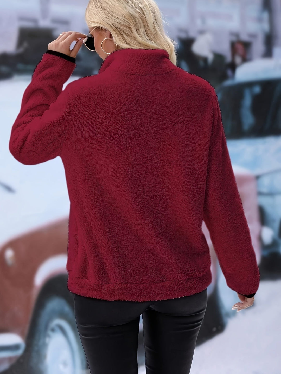 Versatile women's cozy half-zip pullover sweatshirt, colorful & ideal for active or casual wear.