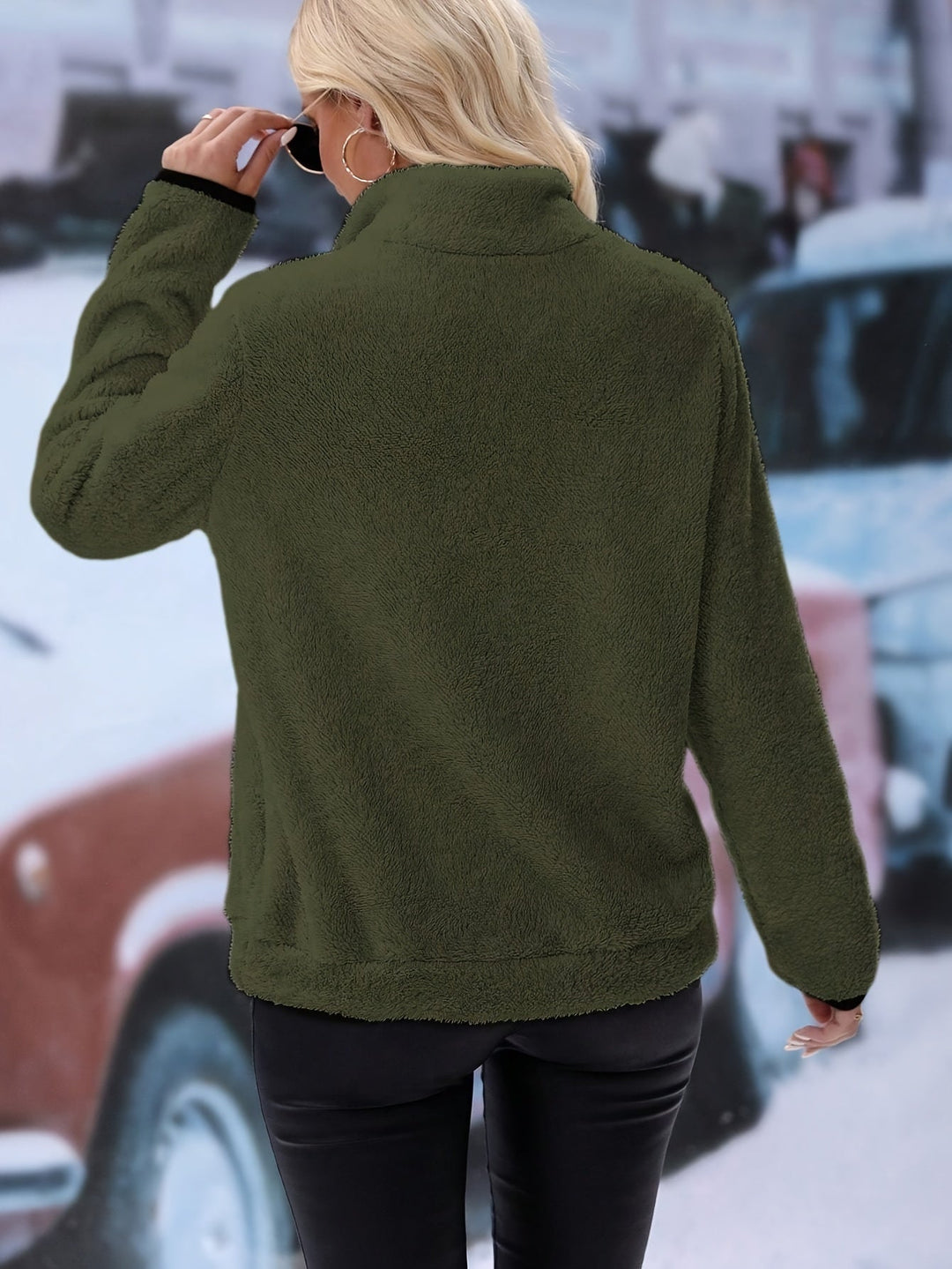 Women's colorful Vera half-zip pullover sweatshirt featuring a comfy kangaroo pocket.
