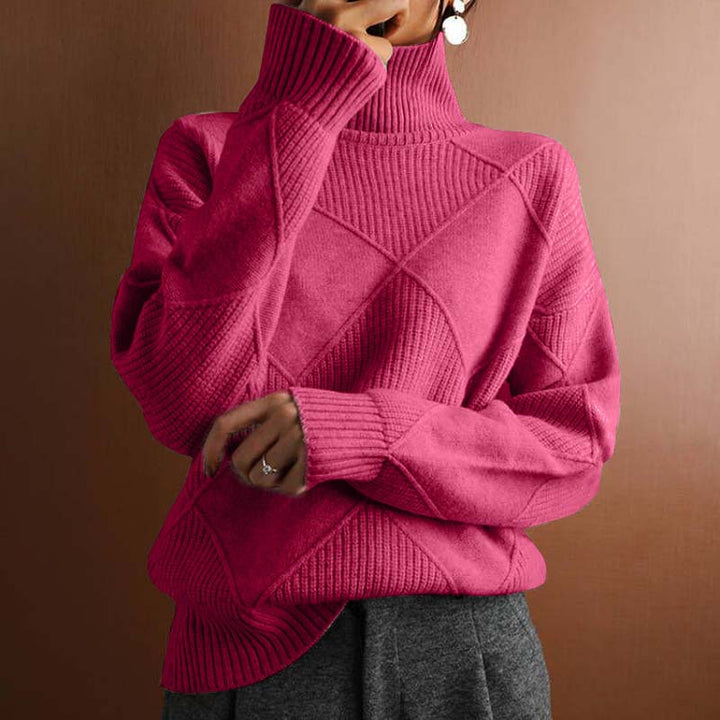 Women's comfortable loose-fit high-collar sweater, ideal for winter style.
