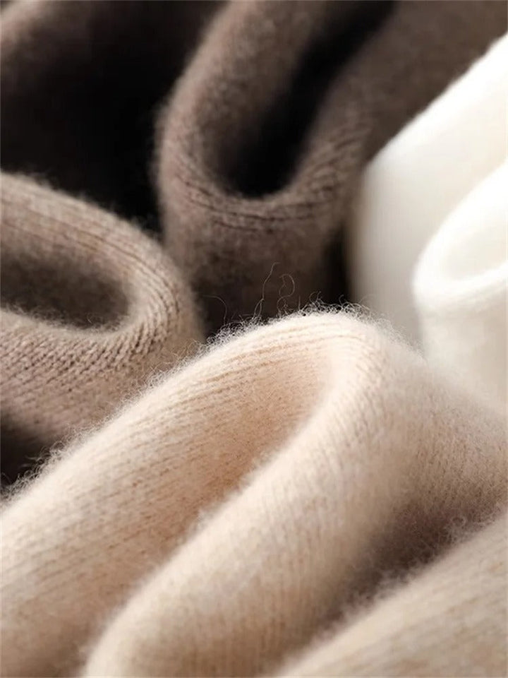Soft women's high-waisted comfort pants with elastic waist. Ideal cozy, warm pants for winter fashion & casual wear.