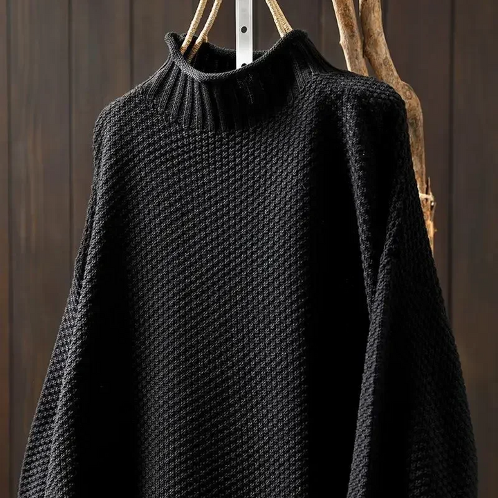 Modern women's casual top: honeycomb knit pullover sweater, perfect for chilly days.