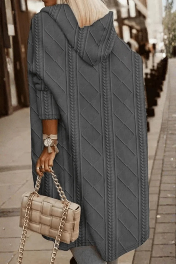 Women's relaxed fit hooded cardigan. Cozy & versatile for effortless layering, casual or chic style.