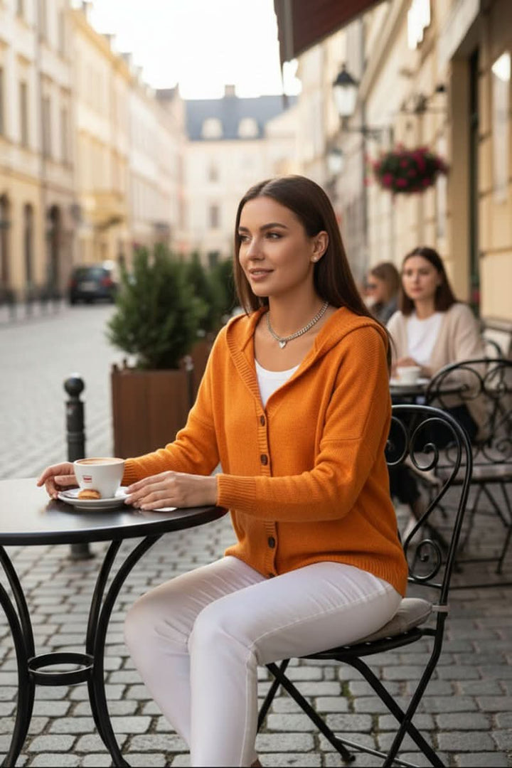 Everyday women's cozy hooded cardigan, perfect for comfortable layering & casual outfits.