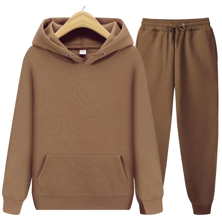 Super cozy women's hooded sweatshirt & jogger set. Relaxed fit twopiece for lounge, casual style, & ultimate comfort.