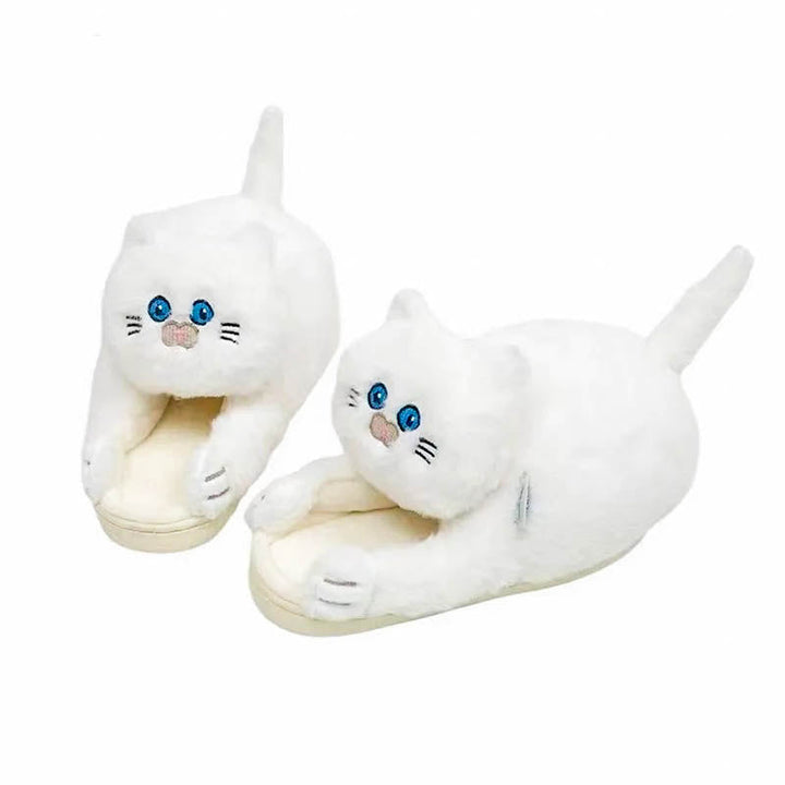 Cute fuzzy women's cat slippers featuring memory foam for ultimate cloud-like comfort, a perfect gift.