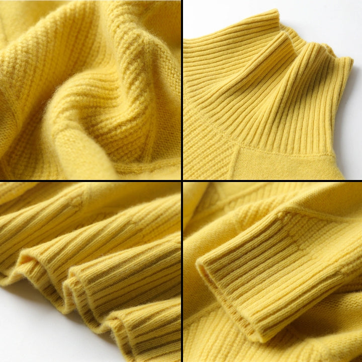Stylish women's warm top. Casual chic turtleneck sweater, ideal for winter fashion.
