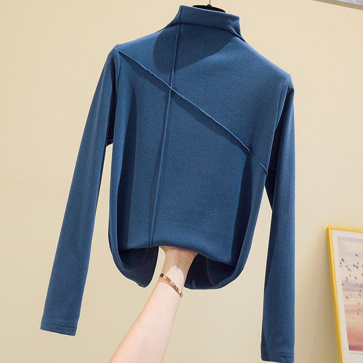 Versatile women's cozy knit turtleneck, perfect for casual chic layering in fall and winter.