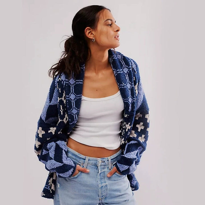 Comfortable & warm women's oversized knitted cardigan. Perfect cozy outerwear for winter style.