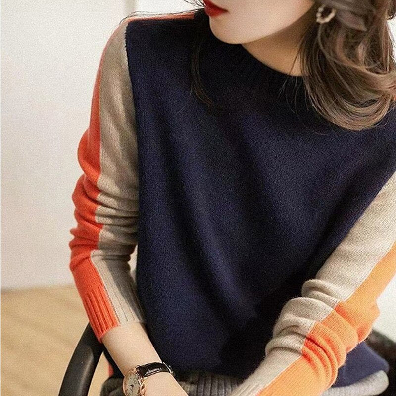 Women's Cozy Knitted Sweater, a comfortable and stylish slim-fit top for everyday wear and versatile fashion.
