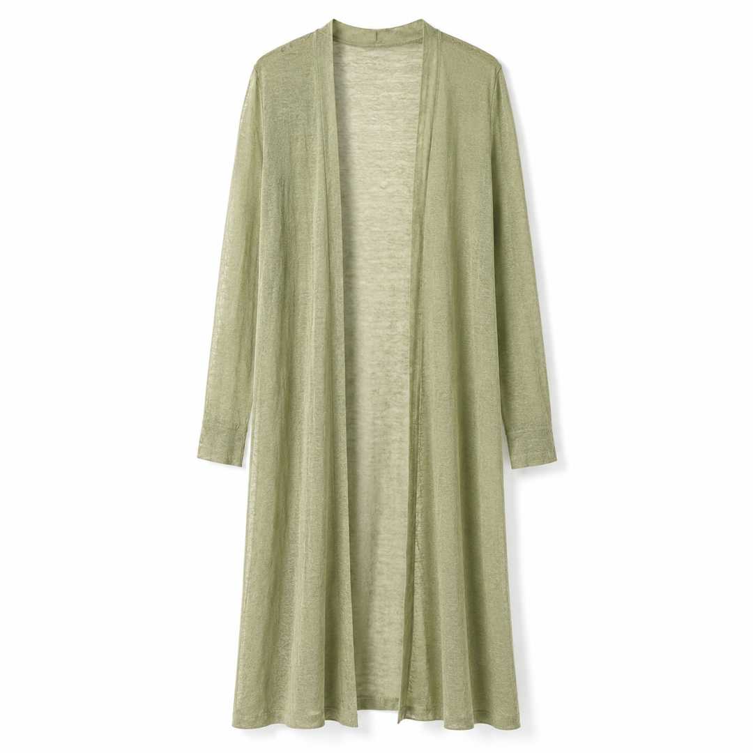 Effortless style: women's cozy long knit cardigan, essential for autumn/winter fashion.
