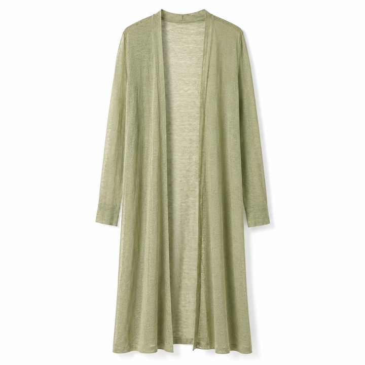 Effortless style: women's cozy long knit cardigan, essential for autumn/winter fashion.