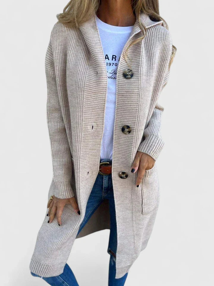 Effortless style with this women's comfortable longline knit cardigan, perfect for versatile layering.