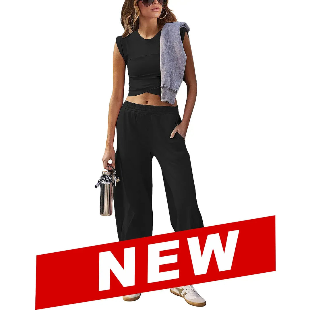 Soft modal lounge set for women. Comfortable two-piece top and jogger featuring a relaxed, cozy fit.