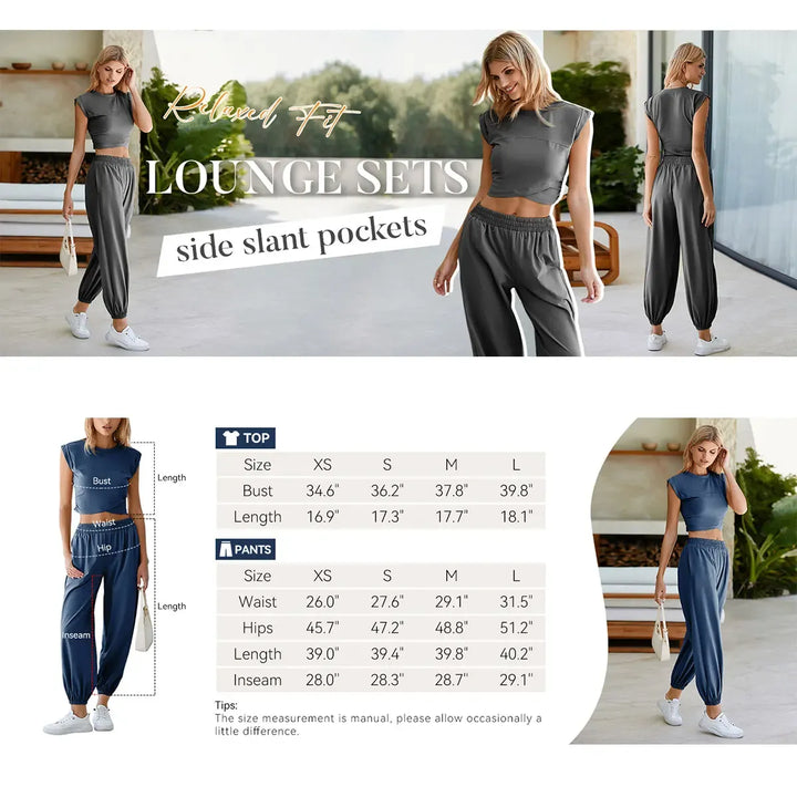Women's soft & cozy modal lounge set. Two-piece comfort with a relaxed top and jogger pants for home.