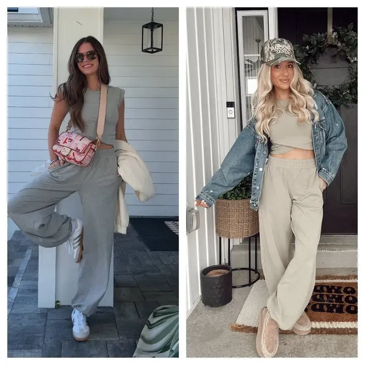Soft modal jogger & top women's lounge set. Cozy and relaxed, ideal for comfortable home wear.