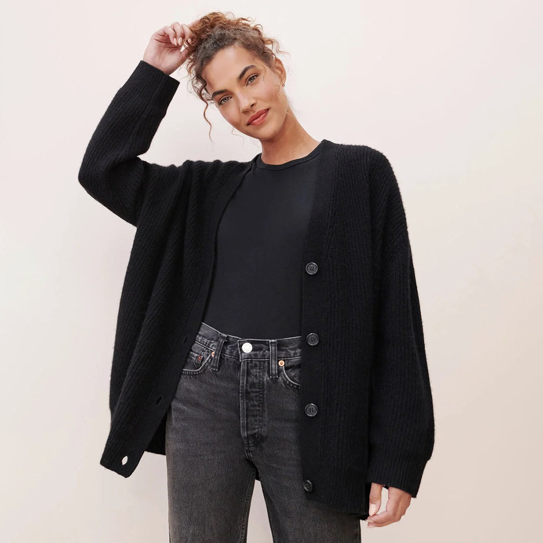 Relaxed fit women's cocoon sweater, ideal layering piece for stylish fall outfits.