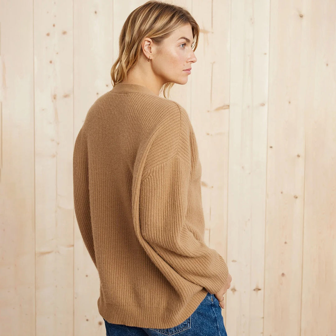 Cozy women's oversized sweater, a stylish cocoon cardigan for winter warmth.
