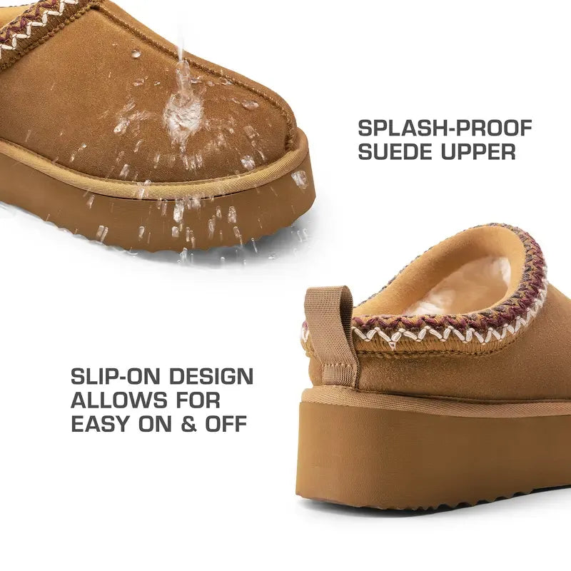 Plush women's platform slippers for everyday wear, offering ultimate comfort & style.