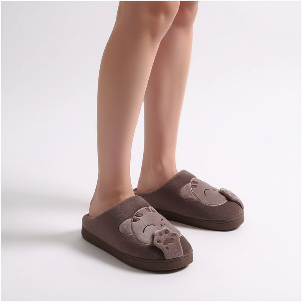 Women's cozy house slippers, yellow, with thick plush lining for extra warmth and comfort