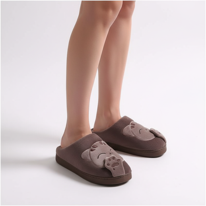 Women's cozy house slippers, yellow, with thick plush lining for extra warmth and comfort
