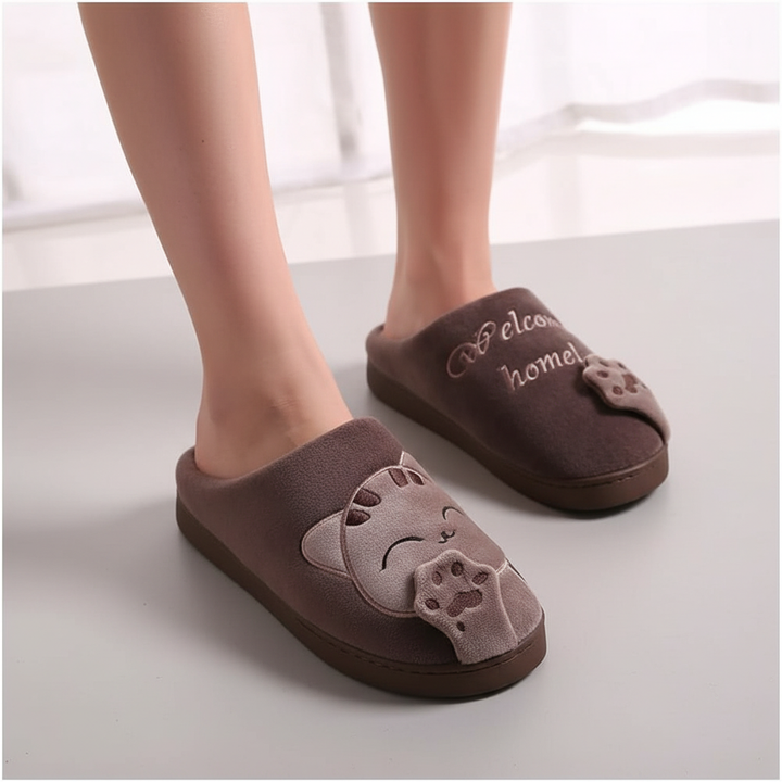 SnugPurr women's plush slippers, gray, cozy footwear for winter, non-slip sole