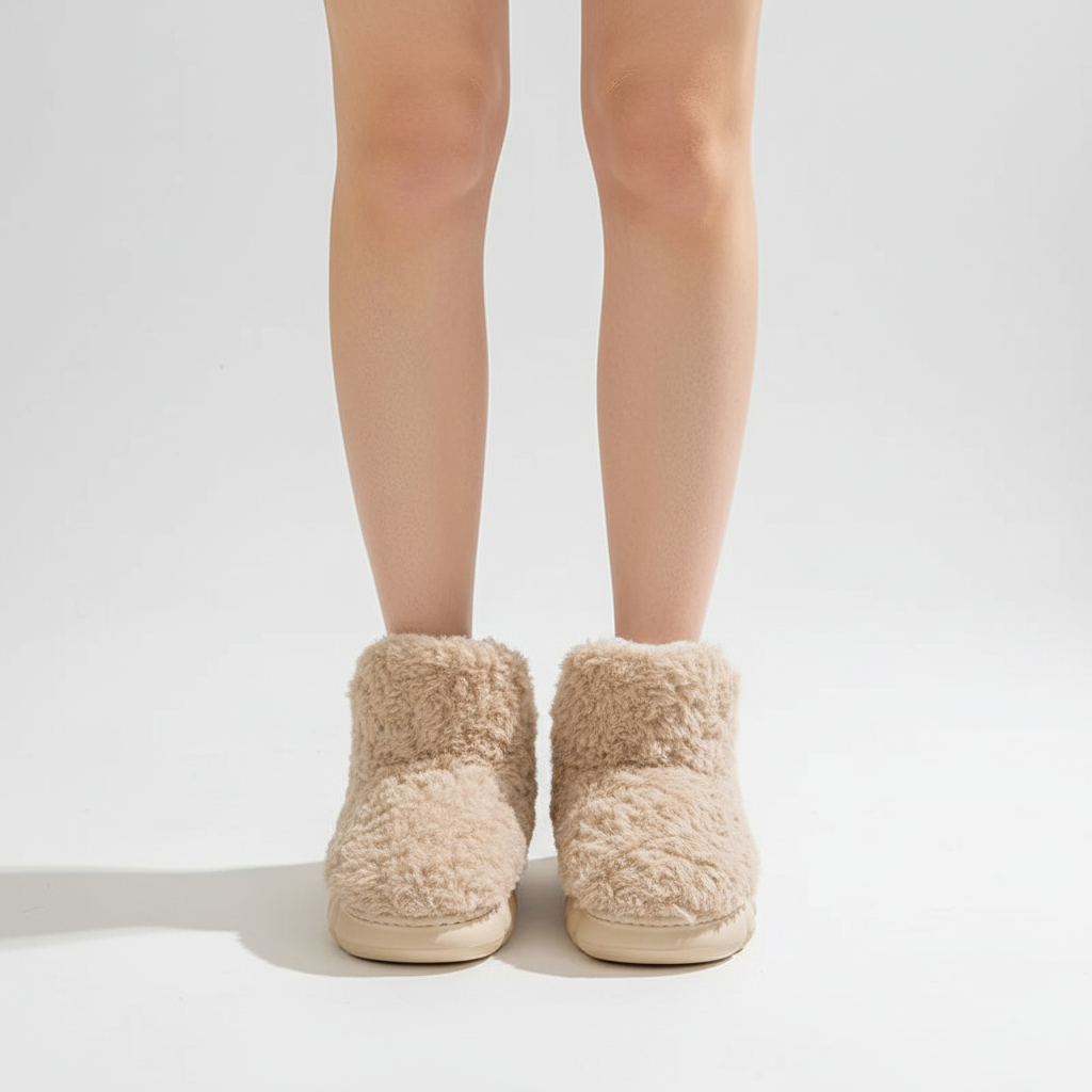 Close-up of the non-slip sole on women's WarmStep indoor-outdoor plush slippers, flat heel