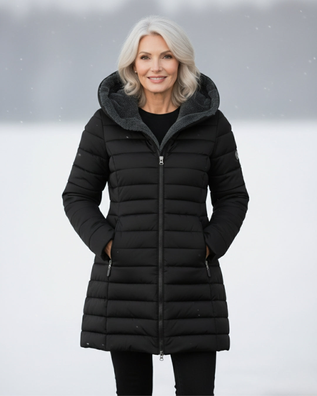 Comfortable women's puffer jacket, warm and chic for everyday cold.