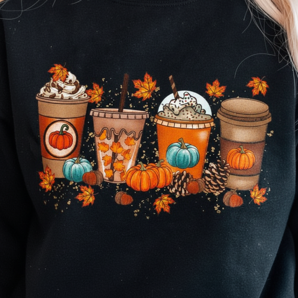 Comfy women's fall fashion sweatshirt, perfect for coffee lovers, soft cotton blend