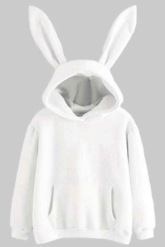 Comfy women's long sleeve rabbit ear hoodie, perfect for loungewear and cute everyday style.