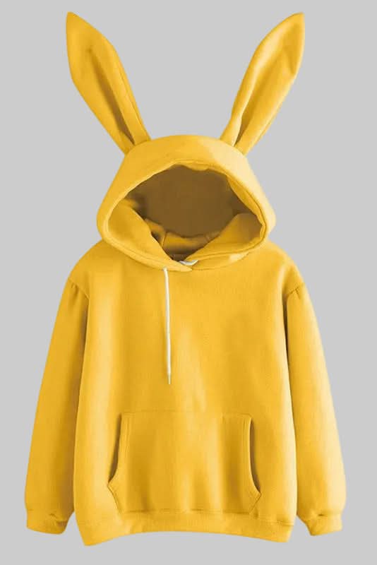 Soft women's rabbit ear pullover hoodie, ideal for a cute aesthetic and ultimate comfort.