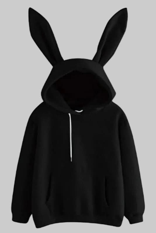 Warm women's cozy rabbit ear hooded sweatshirt, offering ultimate comfort and cute style.