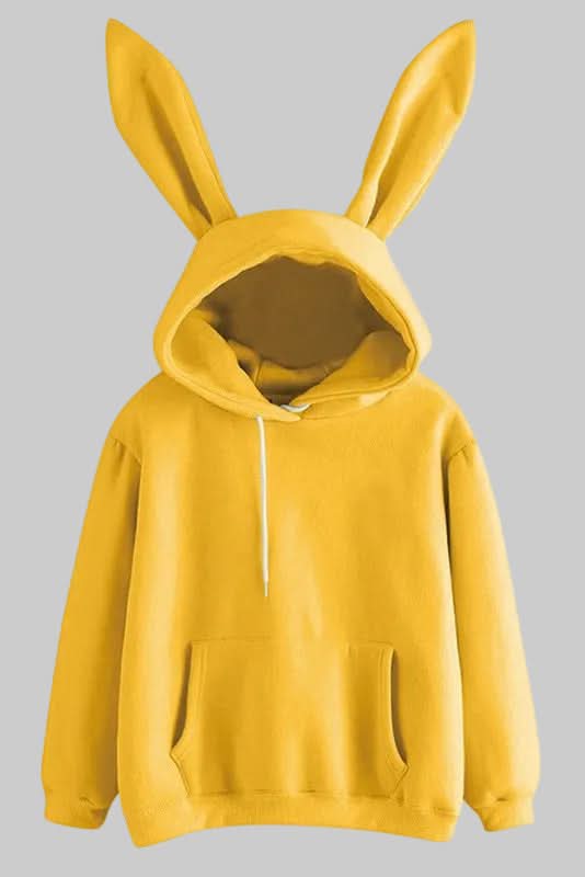 Cute women's long sleeve rabbit ear hoodie, a cozy and stylish top for everyday fashion.
