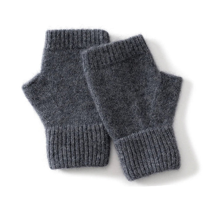Women's cozy ribbed wool knit fingerless gloves, perfect for warmth & flexibility in winter.