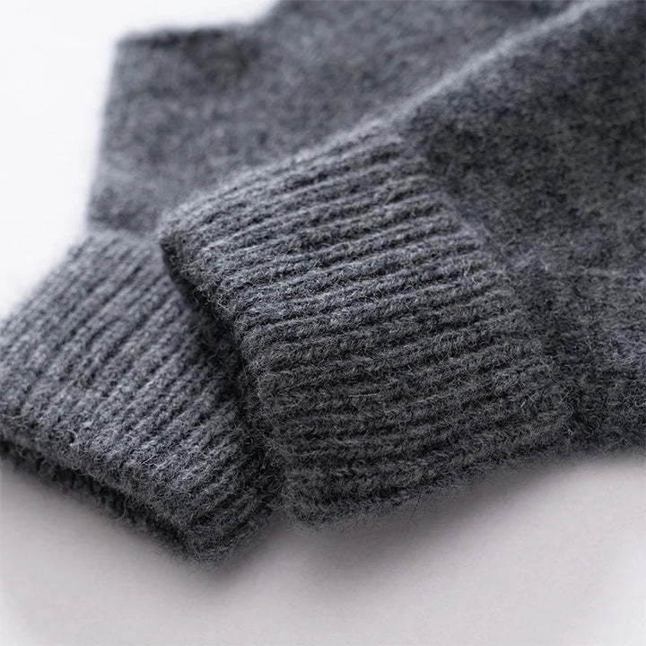 Hand wearing women's warm wool fingerless gloves, showing excellent finger dexterity for tasks.