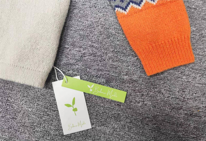 Stylish women's knit sweater, Nordic pattern, perfect for cozy fall winter fashion.