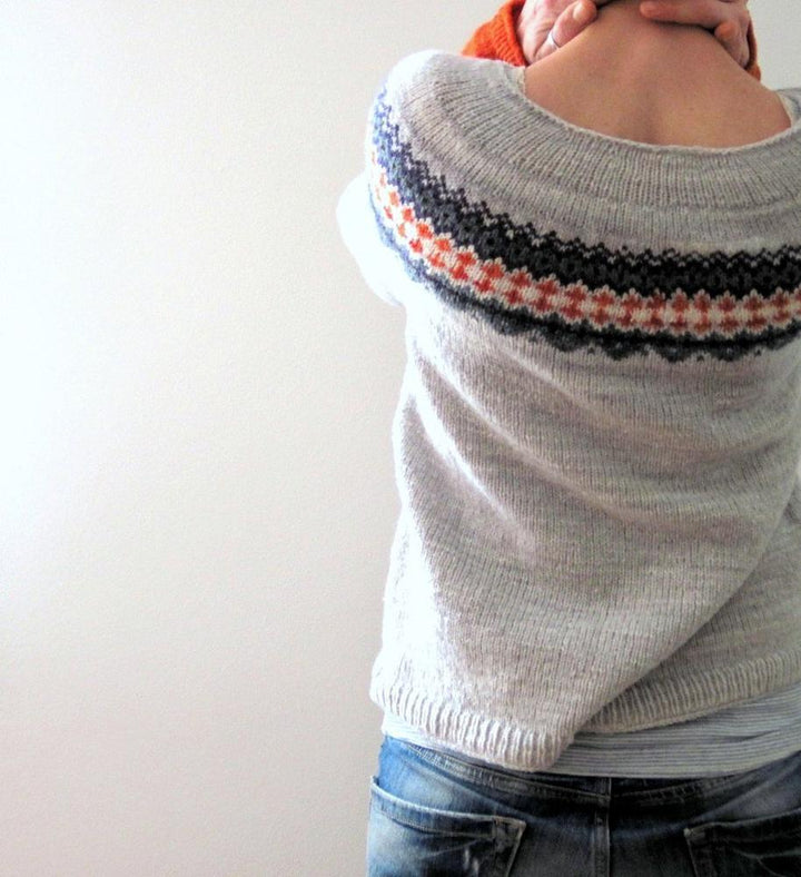 Fall winter women's Scandinavian sweater, cozy and stylish knit top.