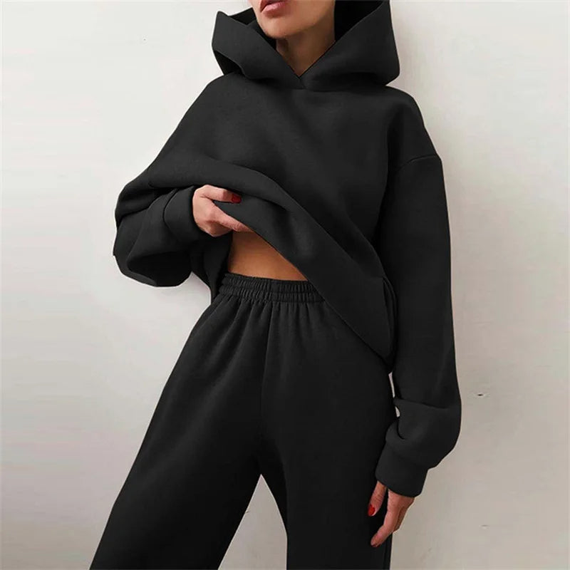 Relaxed fit Slate Gray women's lounge set with a soft hoodie and comfortable joggers, ideal for daily wear.