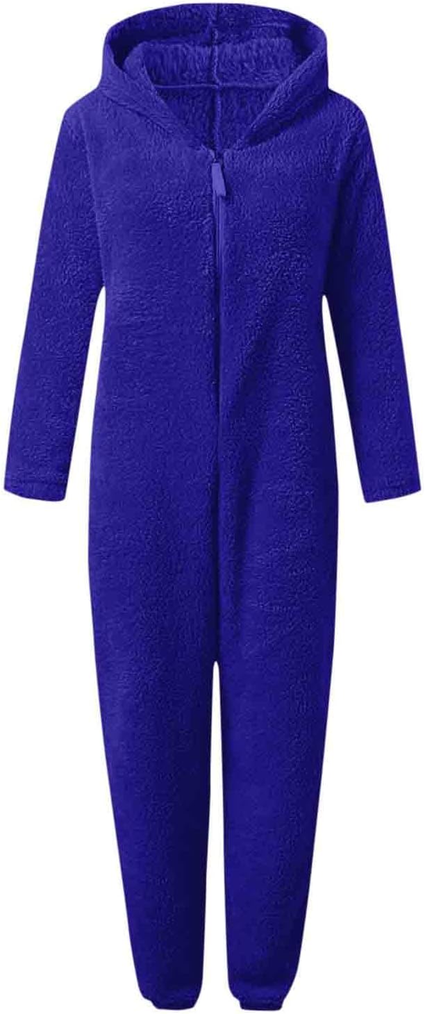 Women's sleepwear: hooded sherpa fuzzy onesie, soft fleece for ultimate comfort.
