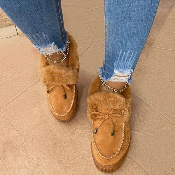 Everyday cozy women's slip-on shoes, warm cotton & plush-lined, perfect round-toe winter footwear.
