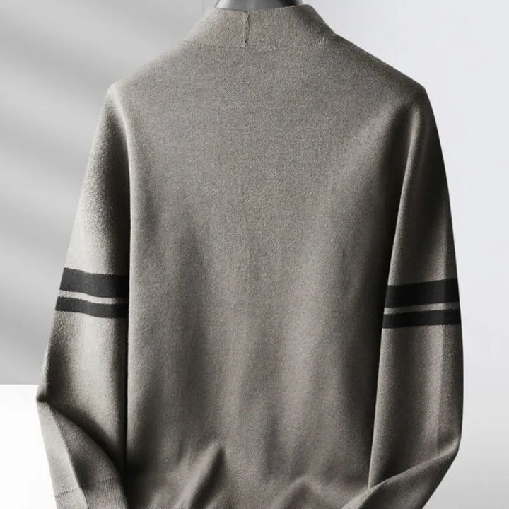 Stylish women's cozy striped cardigan sweater. Perfect warm layering piece for a comfortable and casual fashion look.