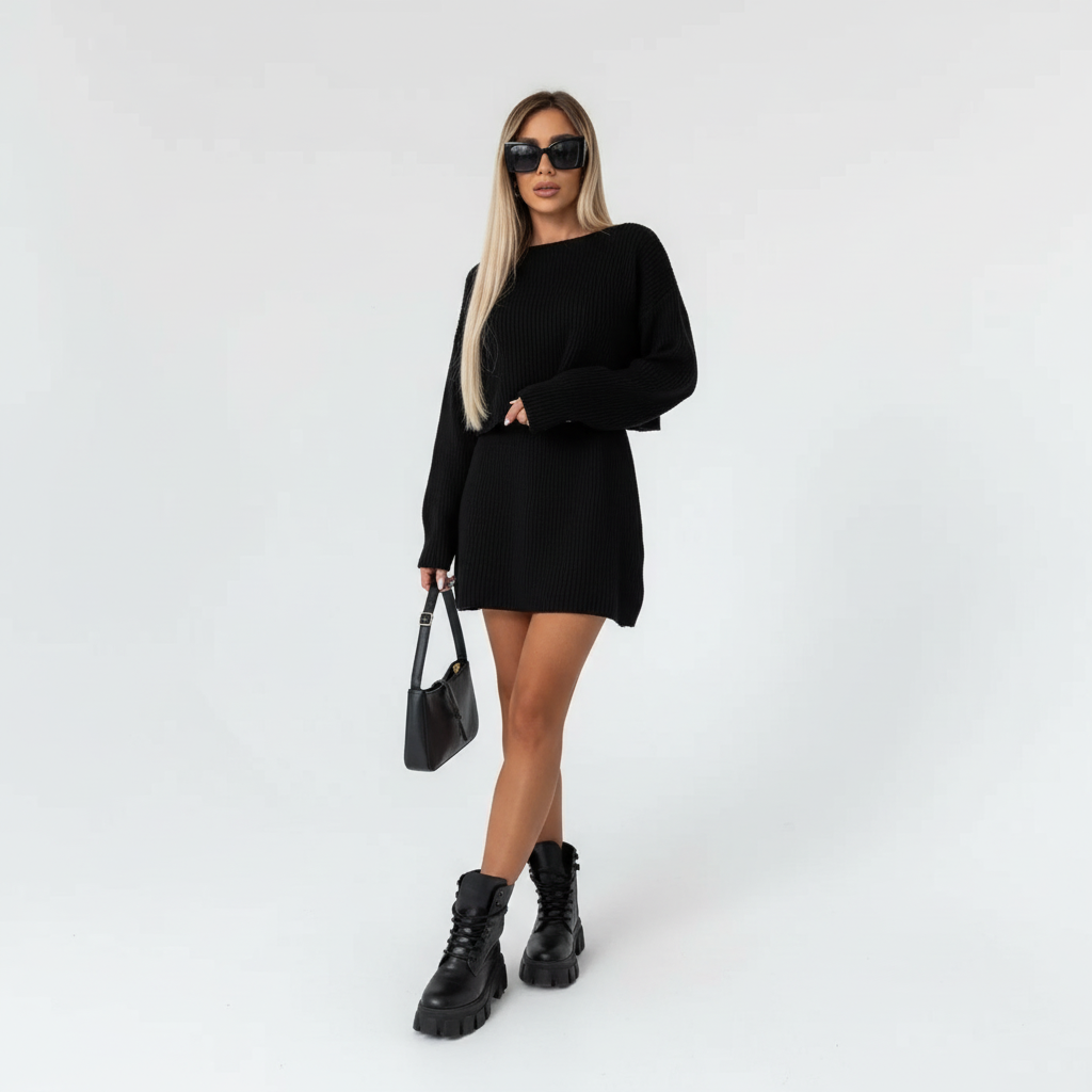 Casual striped tunic for women, featuring a warming design and comfortable fit.