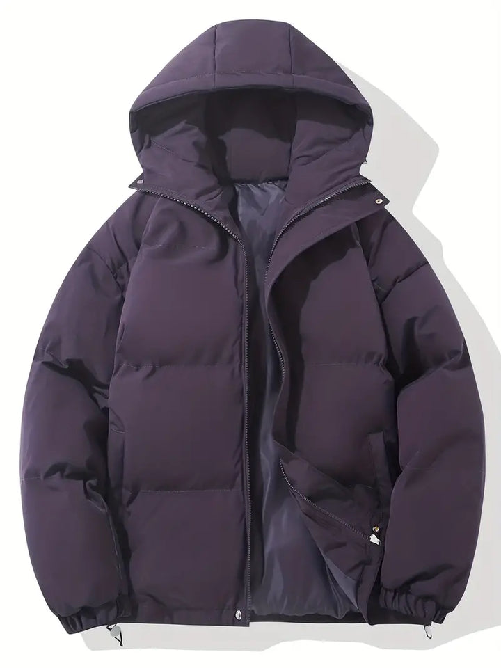 Women's stylish winter parka with a warm hood. Cozy long-sleeve outerwear, perfect for cold weather.